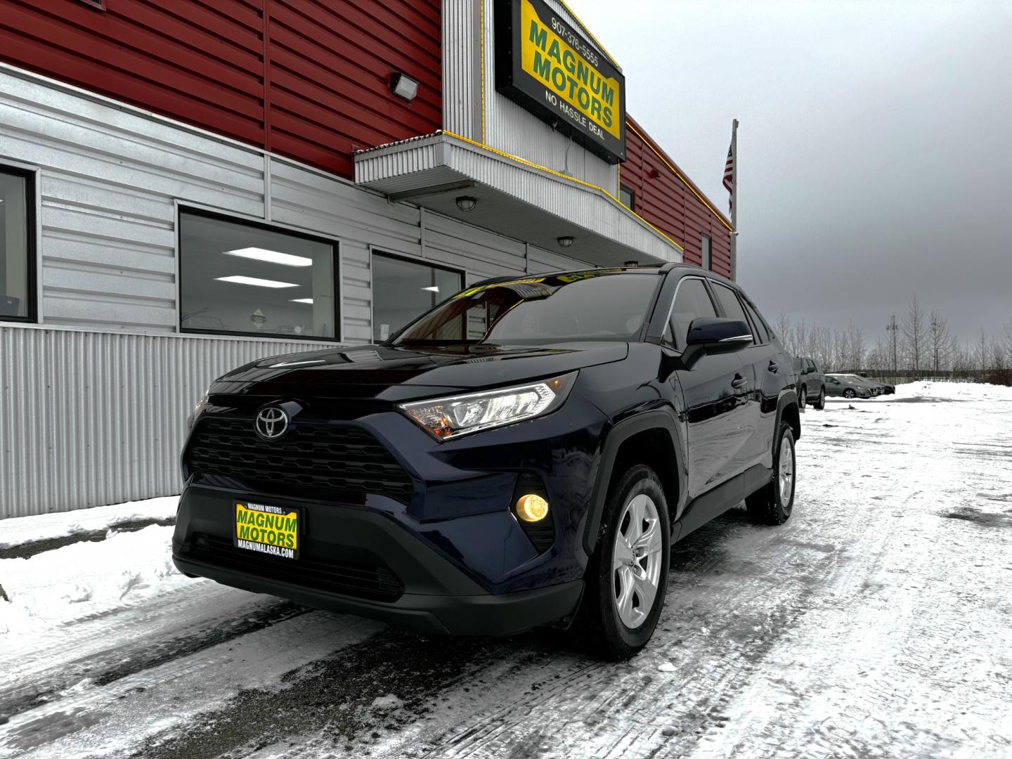 2021 Blue /BLACK Toyota RAV4 XLE Sport (2T3P1RFV4MW) with an 2.5L 4-Cylinder engine, 8A transmission, located at 1960 Industrial Drive, Wasilla, 99654, (907) 274-2277, 61.573475, -149.400146 - Photo#0